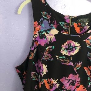 Forever 21 Black Floral Skater Dress - Size 2XL